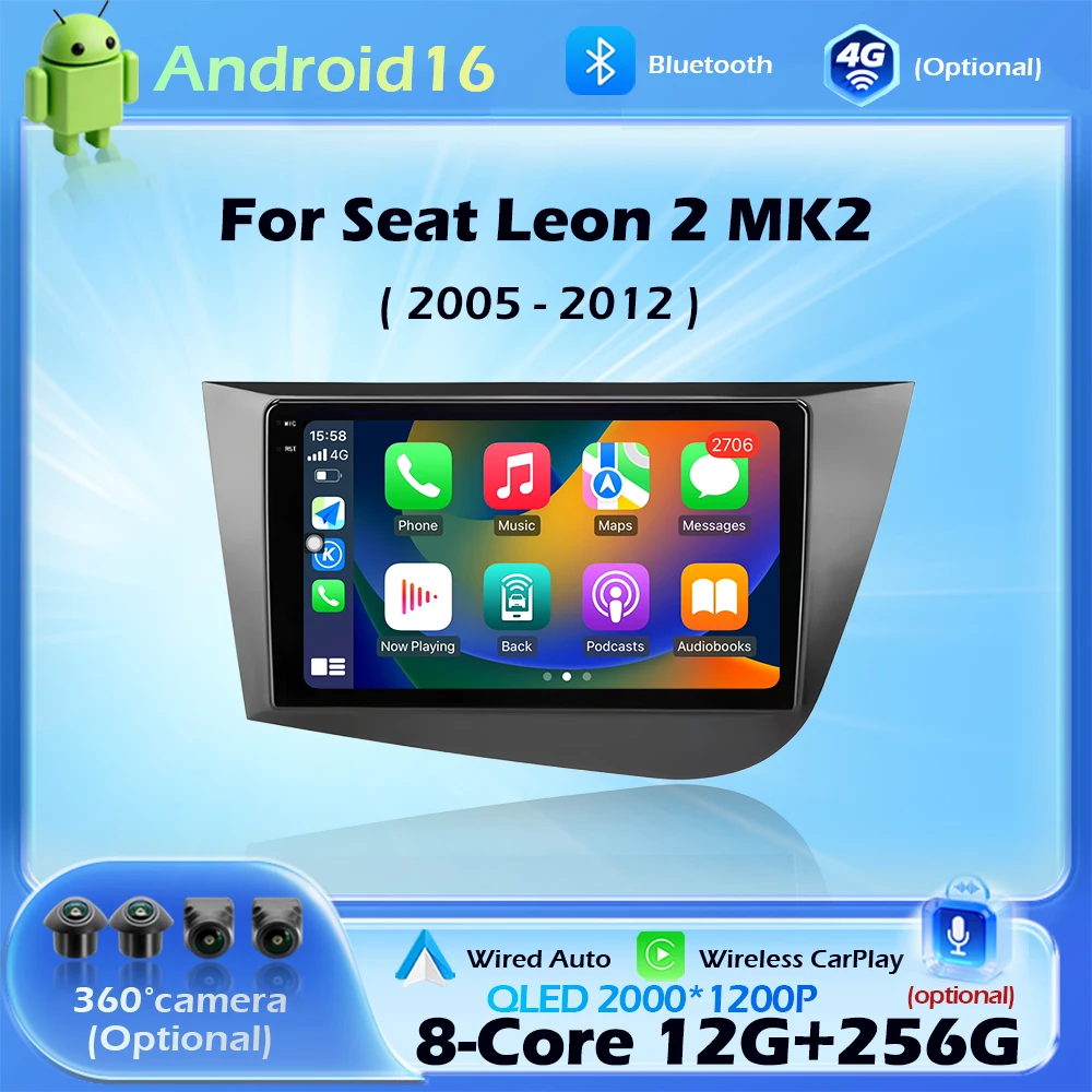 

Android16 Автомобильный радиоприемник Мультимедийный плеер Левая рука Drvie для Seat Leon 2 MK2 2005-2012 GPS Navi WIFI DSP Стерео головное устройство Carplay