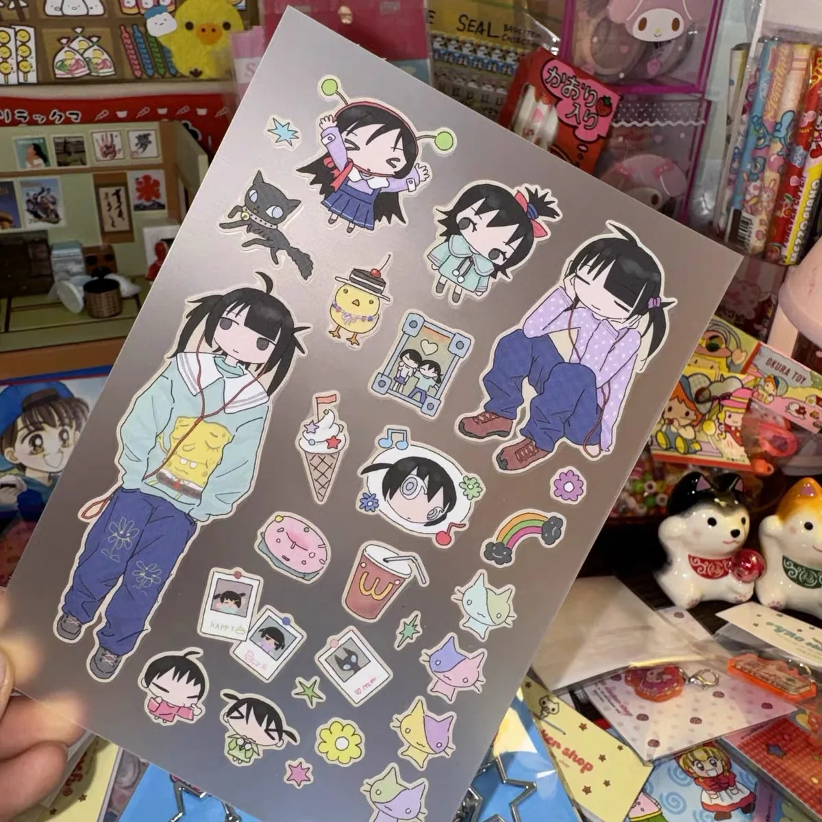 

Милые мультяшные девушки, мороженое, декоративные наклейки