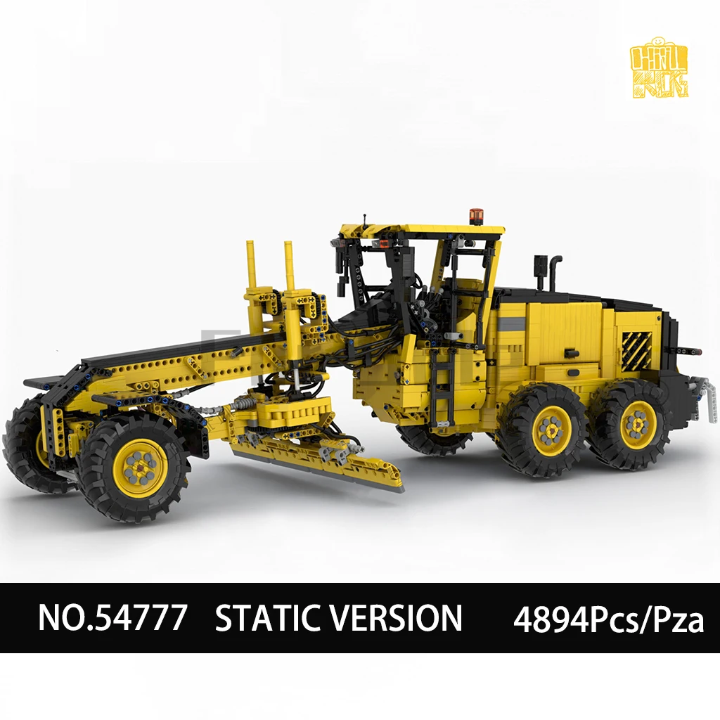 Moc 54777 G970 Grote Motor Grader Pneumatische Versie Model Met Pdf Tekeningen Bouwstenen Verjaardag Kerstcadeaus