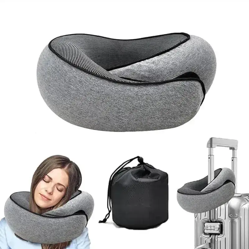 Tragbares, verstellbares Reise-Nackenkissen, U-förmiges Kissen aus Memory-Schaum, Schnecken-Stil, Reise-Nackenstütze, weiches Schlafkissen für die Mittagspause