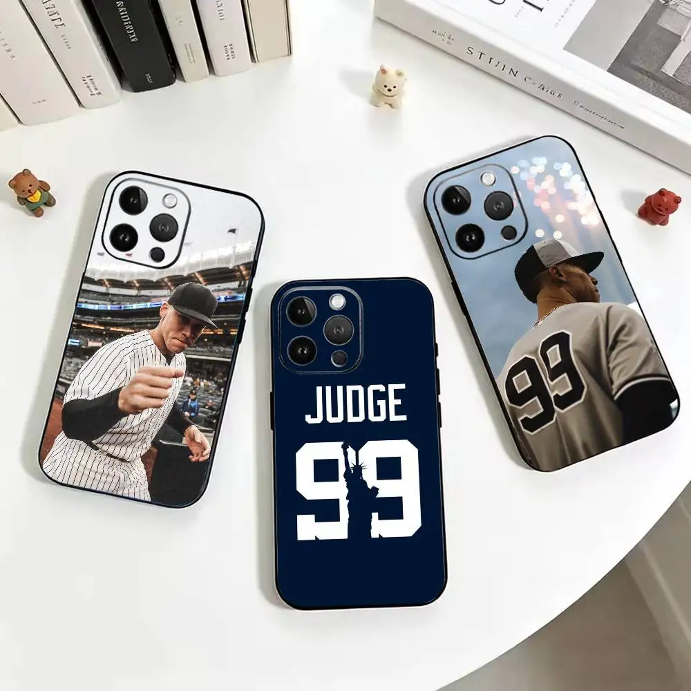 Coque de téléphone noire souple et légère Star Baseball A-Aaron J-Judge pour iPhone 12 13 14 15 16 17 Pro Max