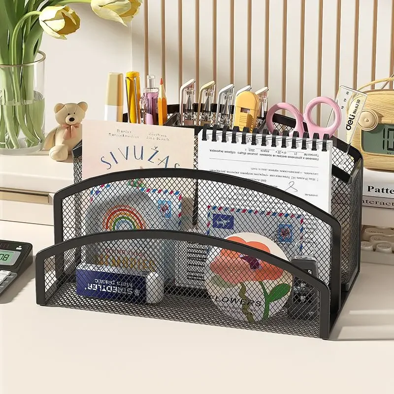 Creative Pencil Holder Office Desk Metal Mesh Desktop Organizer Anti-Rust Metal Container Organiser Durable Pencil Case