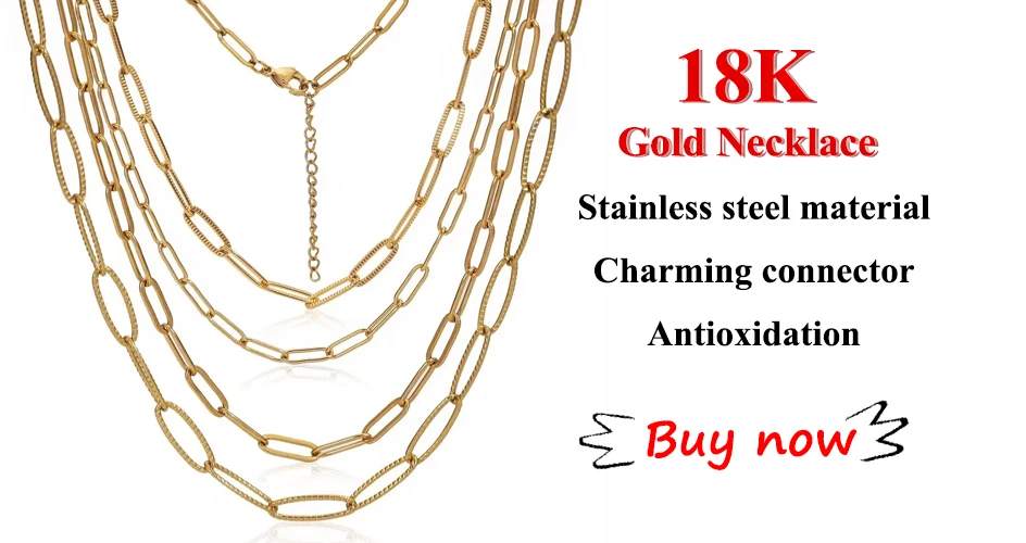 5 pezzi catena di perline in acciaio inossidabile Cuba croce O collana a catena ondulata placcata in oro 45 cm catena regolabile chiusura a moschettone collana fai da te  36