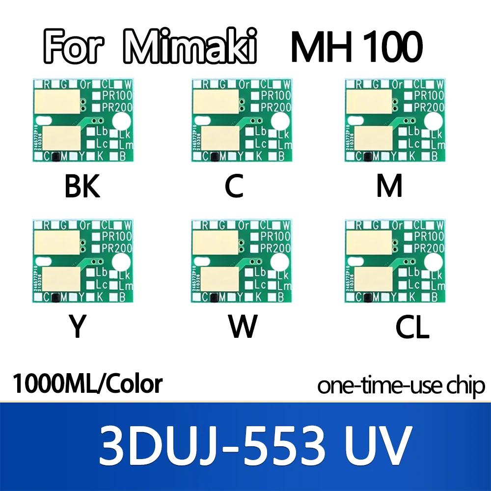 1000ML MH100 MH 100 Ink Chip for Mimaki 3DUJ-553 UV Ink Bottle disposable chip K C M Y W CL