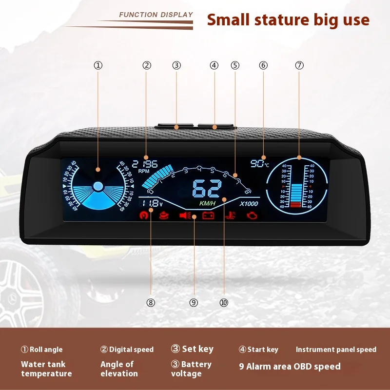 

HD Car GPS HUD Obd2 Head-Up Display with LED LCD Speed Water Temperature Meter Gauge Head up Displays