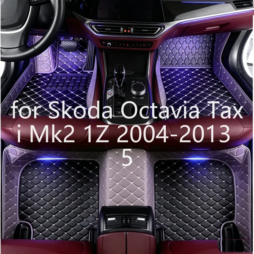 Maßgefertigte Autofußmatten für Skoda Octavia Taxi Mk2 1Z 2004-2013 5-Sitzer LHD RHD 3D Vollumfassende TPE-Fußmatten Wasserdicht Rutschfest Verschleißfest Auto-Innenausstattung 4c461