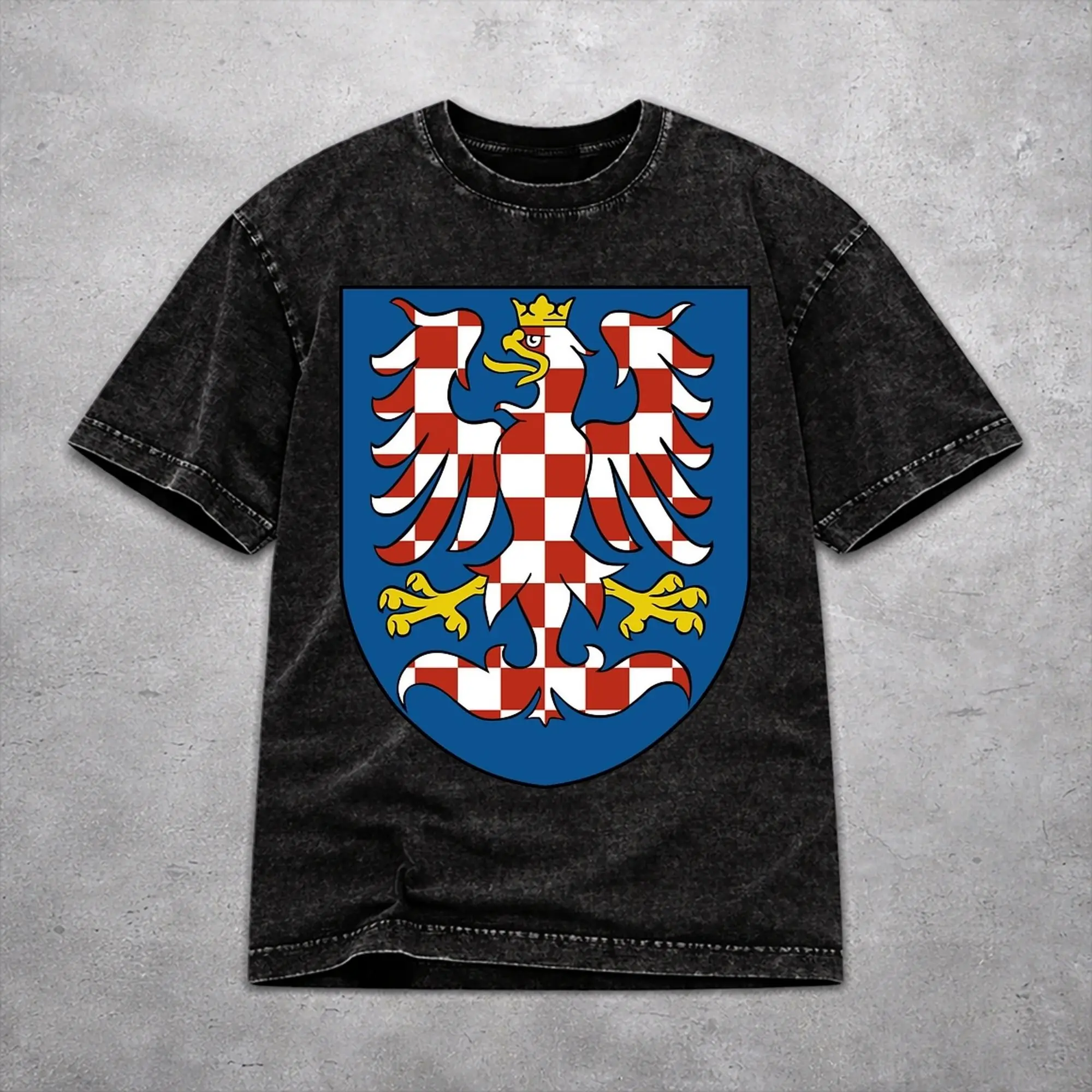 Czech Republic Coat of Arms T Shirt Vintage Washed Style For Men Women Cotton T-Shirts Tee Clothing