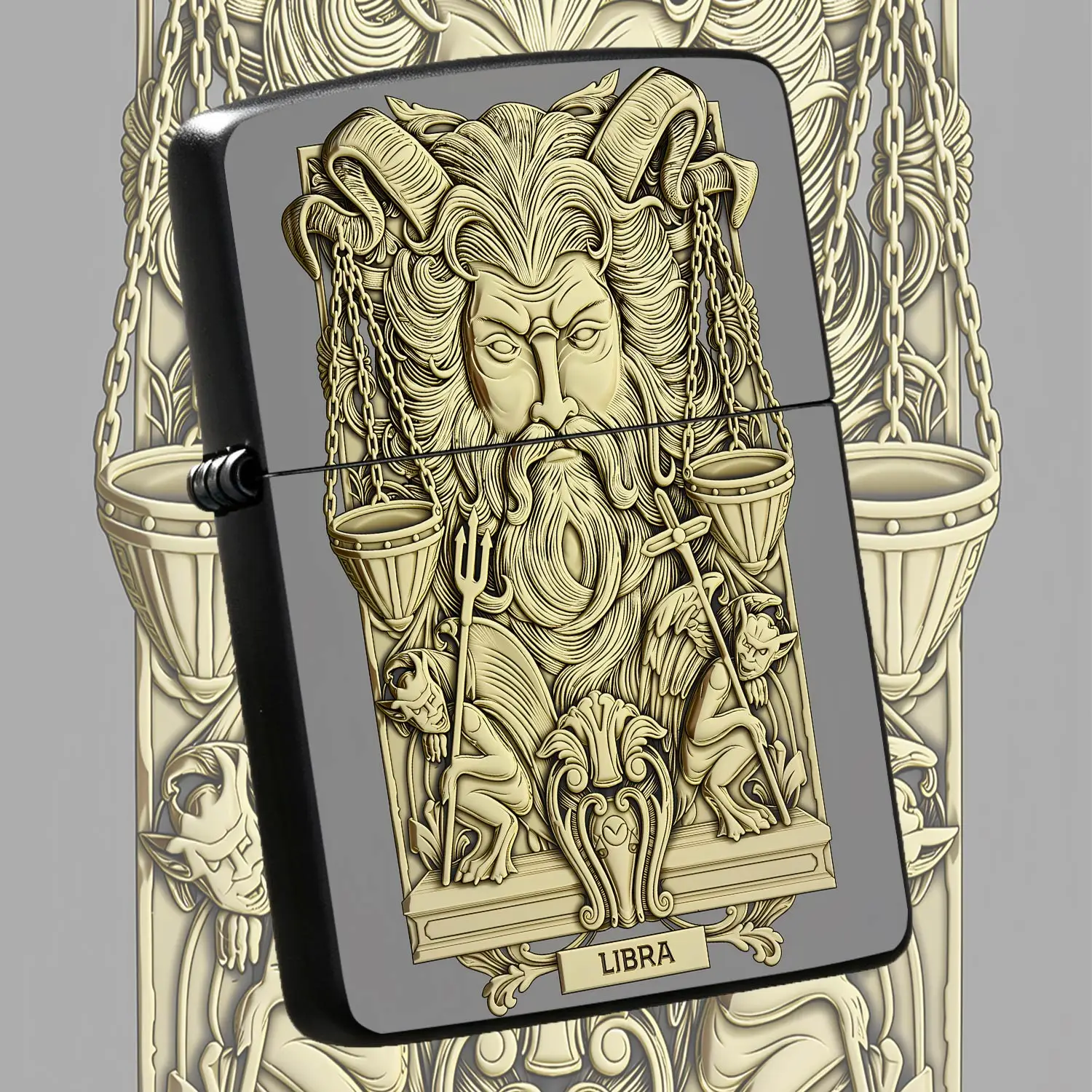 Retro  Libra Themed Lighter, Exquisite CarvedPattern, Suitable For All Daily Scenarios, Stylish Portable Accessory, Ideal Unique Present For Libra Enthusiasts, Fine Craftsmanship Creates Distinct Charming Vibe For Self U A Humorous And Inte