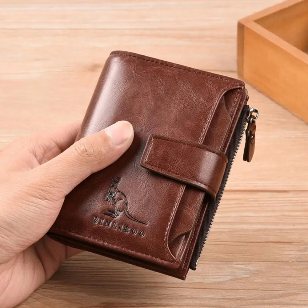 Retro Men Wallet Many Card Slots Faux Leather Portable Cash Holder Handbag Waterproof Wallet Credit Card Wallet for Business