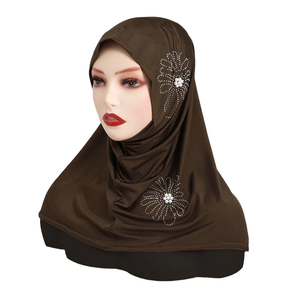 Muslim Beaded Scarf Abaya Hijab Ramadan Turkey Hijab Ladies Abayas Dress Shawl Turban Scarf Muslim Dress Instant Bottom Hat