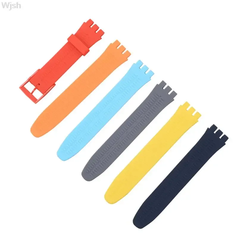 12mm 16mm 17mm 19mm 20mm Silicone Strap for Swatch Watch Band Colorful Rubber Sport Replacement Wrist Bracelet Accessories