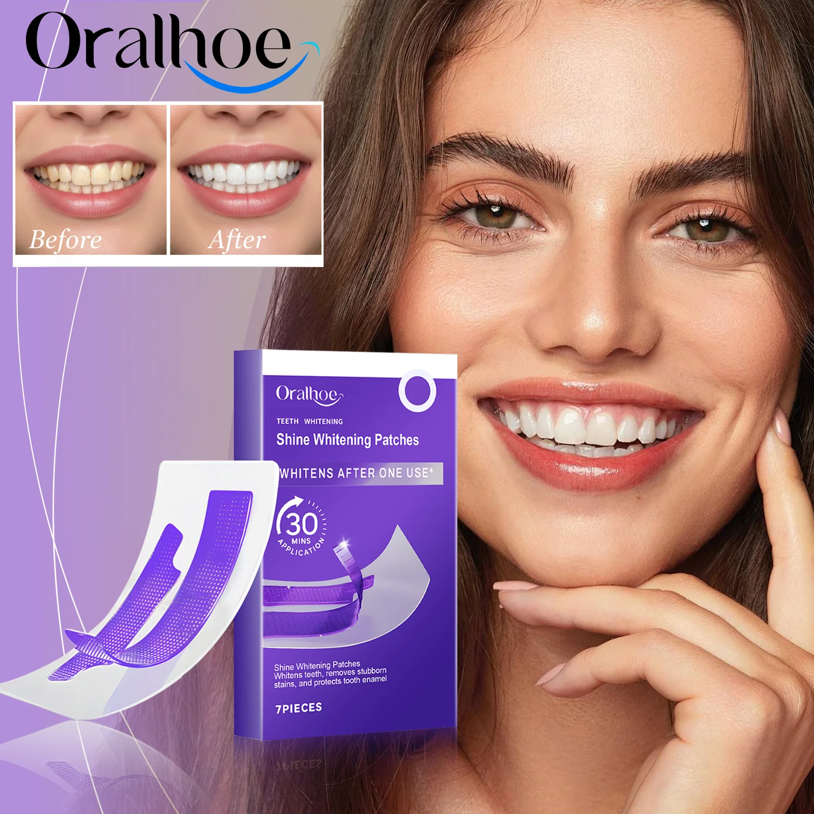 

Teeth Whitening Strips Whitening For Teeth Plaque Removal Stain Remover Care Comfortable Fit Long Lasting Bright