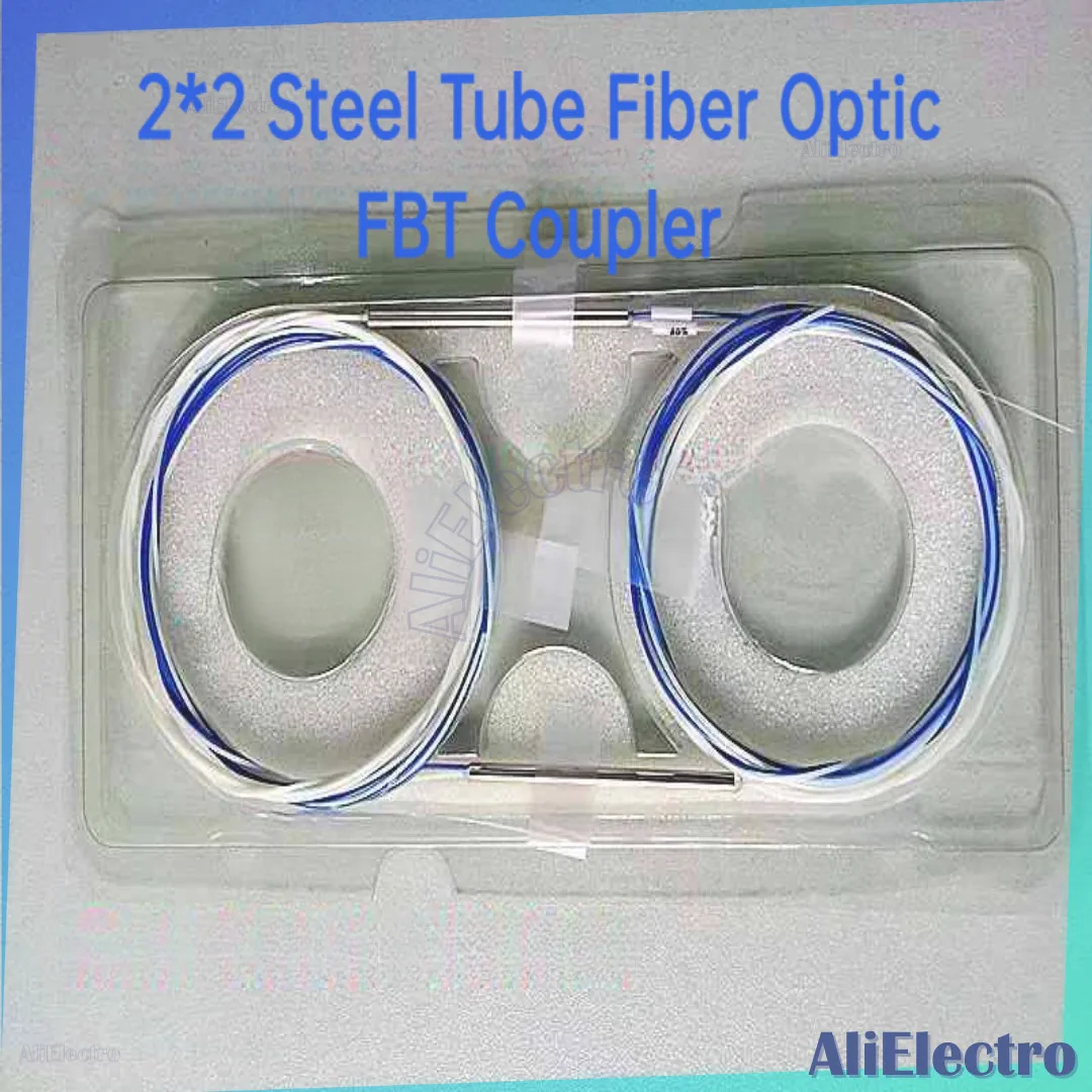 

2*2 Steel Tube Fiber Optic FBT Coupler,1310nm 1490nm 1550nm,50/50,input/output Cable:1m Bared(250um),no Connector Or FC APC/UPC