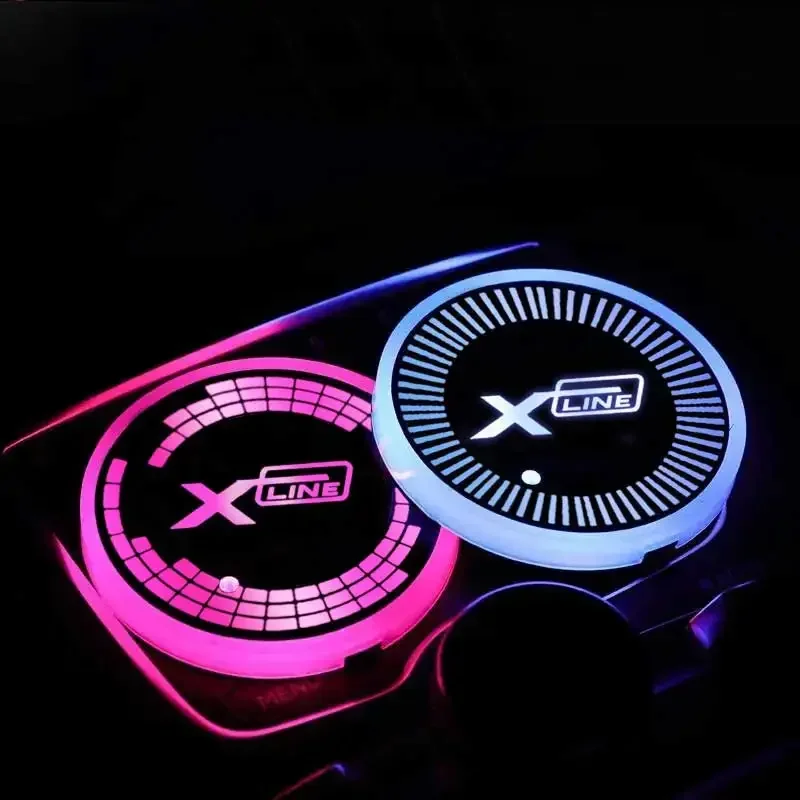 Luminous Car Water Cup Coaster Holder Pad 7 Colorful USB Charging Led Atmosphere Light For X Line Accessories