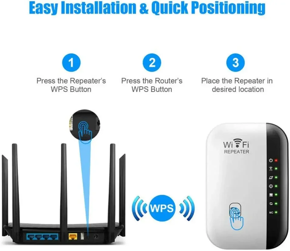 Repetidor WiFi inalámbrico de 300Mbps, extensor de rango, amplificador de señal Wifi 802.11N, amplificador de largo alcance para enrutador