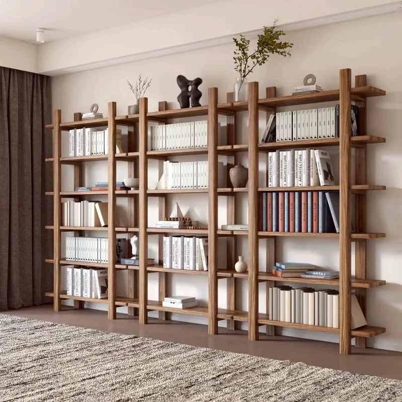 Pure solid wood floor-to-ceiling log design storage rack household