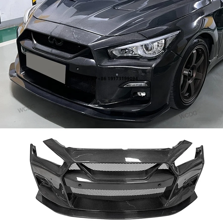 

LB Style Upgraded Full Carbon Fiber Body Kits Wide Front Bumper Lip Spoiler for Infiniti Q50/Q50L 2014+ New Condition