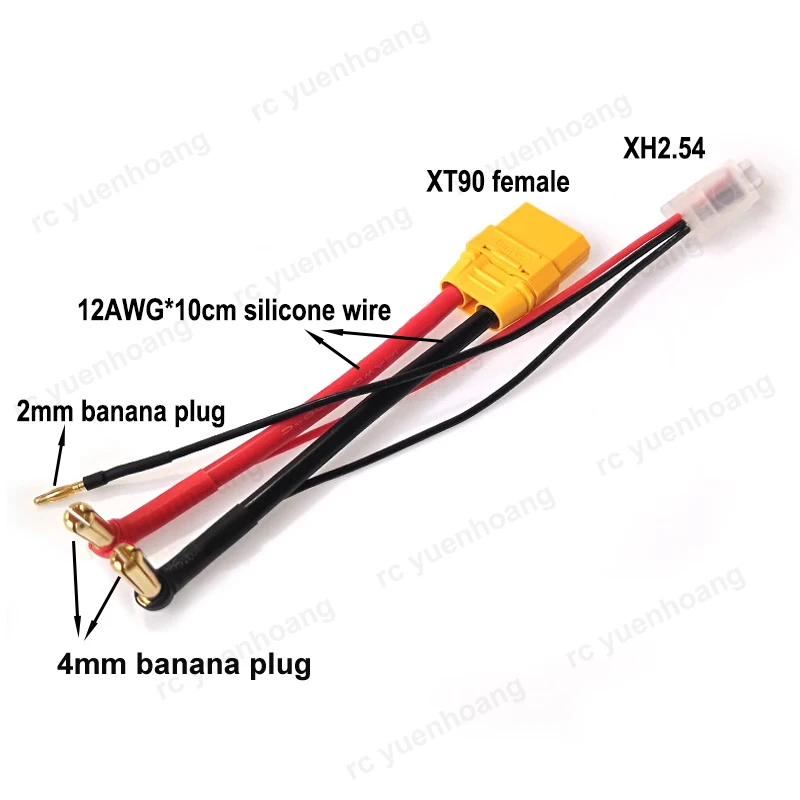 1PCS RC Lipo Battery Charging Cable T-plug XT60 Female to 4mm 5mm 2mm Bananna Plug with Balanced Charge Connector 12AWG Wire