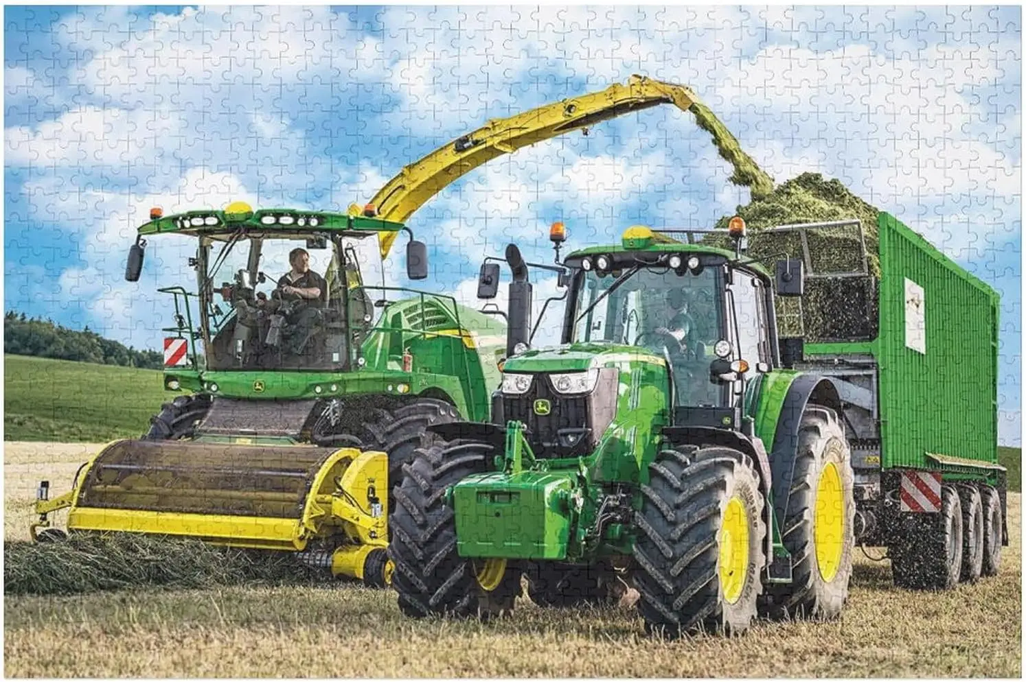 

Зеленые и желтые пазлы-головоломки с экскаваторами (500/1000/1200/2000 деталей) – сложные семейные игры для игровой комнаты, спальни, в подарок