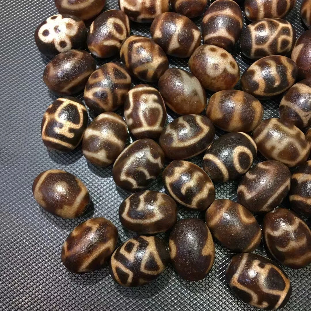 50pcs/lots Old Surface Daluo Natural Agate Stone Tibetan Dzi Beads Clear and Aged Hoof Pattern For Bracelets High Qaulity