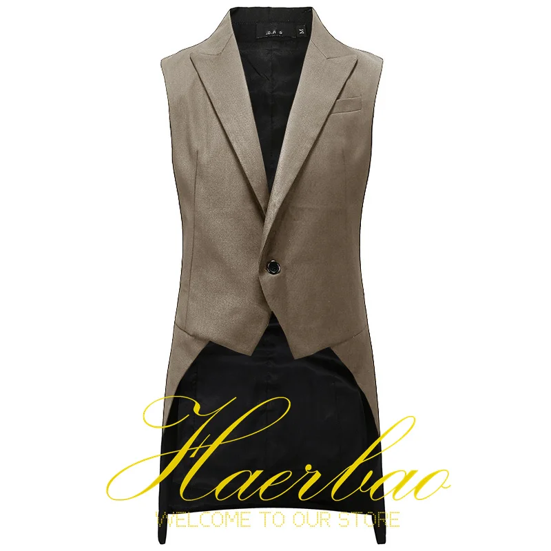 Men\'s Suit Vest Long Sleeveless Jacket Formal Party Clothes Groom Fashion Waistcoat Slim Fit Men\'s Vests chaleco hombre