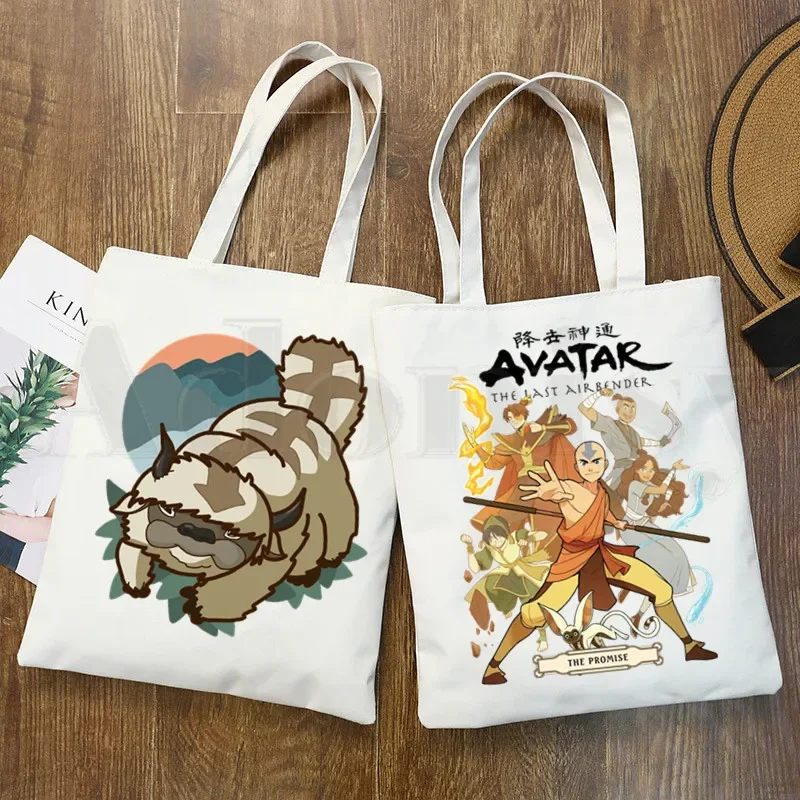 Avatar The Last Airbender Aang Appa Anime Badass Handtaschen Schultertaschen Casual Shopping Mädchen Handtasche Frauen Elegante Canvas Tasche