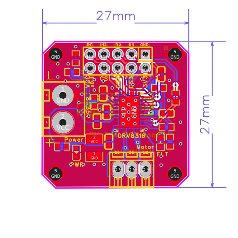 BLDC FOC Motor Driver Board 8‑35V 3A Continuous 8A Peak DRV8316 SimpleFOC 3PWM 200KHz Current Sense Board Overcurrent Protection