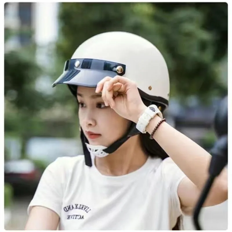 SAKINO Retro Motorcycle Half Face Helmet Vintage Scooter Cafe Racer 3c Approved Motocross Cruise Helmet Motorcycle Accessories