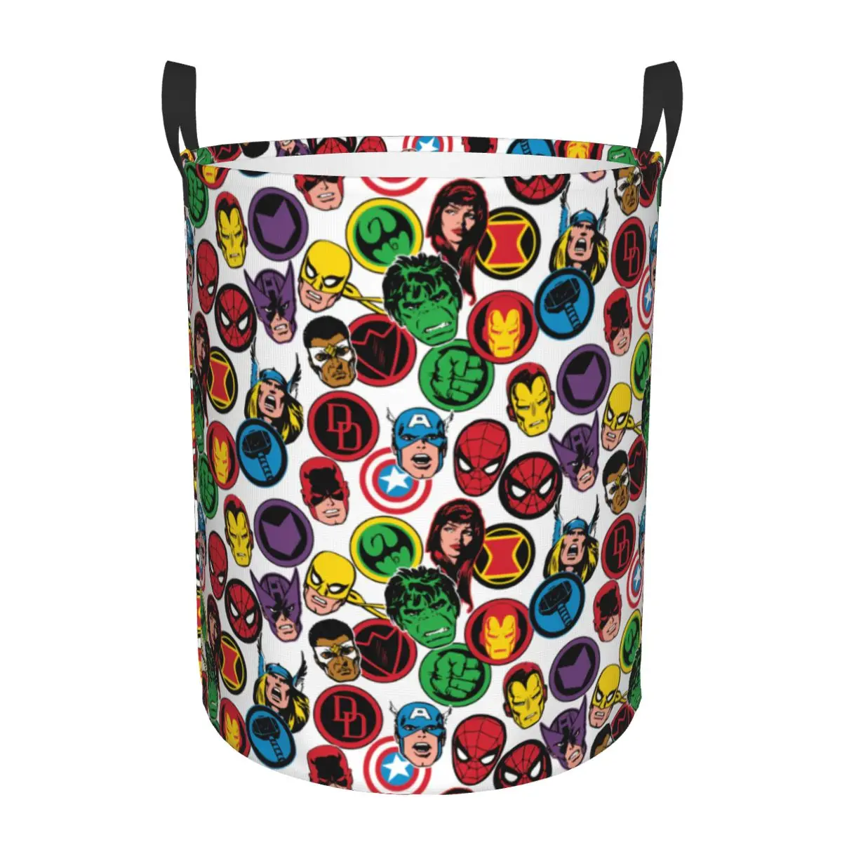 Custom Superhero Movie Collection Laundry Hamper Large Storage Basket Action Spider Man Comics Girls Boys Toy Organizer