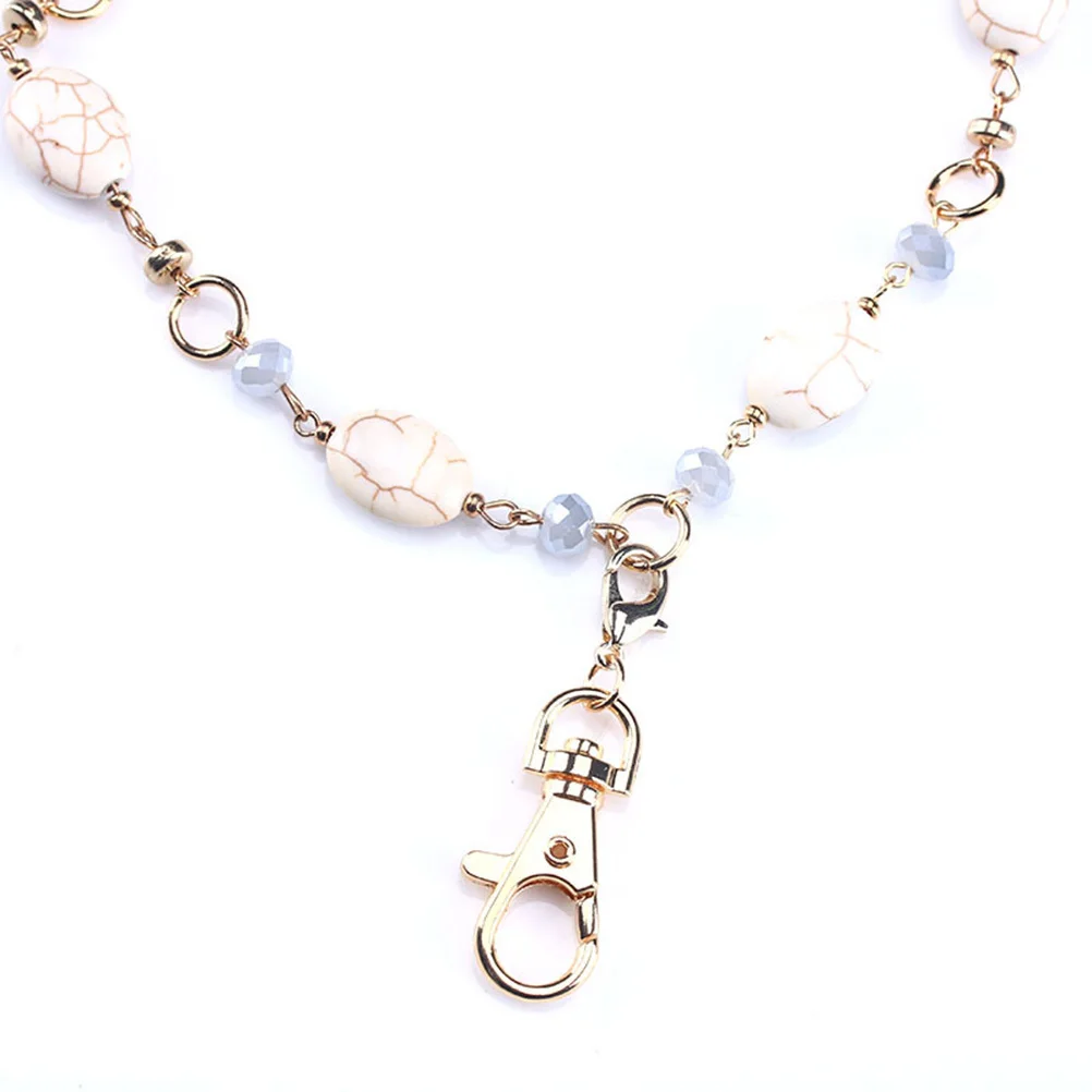 

Beaded Turquoise Necklace Lanyard Key Badge Holder Chain Office School Party Banquet Ball Mall Cafe Photo Studio
