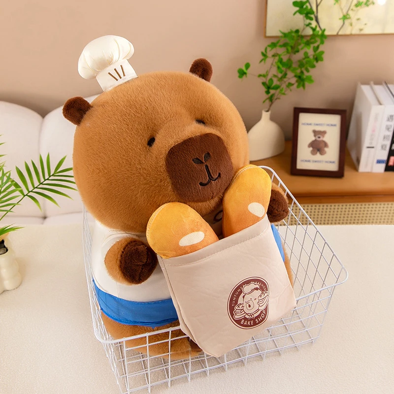 30 cm Chef pain Capybara peluche Kawaii Capibara Anime moelleux jouet mignon poupée animaux en peluche doux poupée en peluche enfants cadeau d'anniversaire
