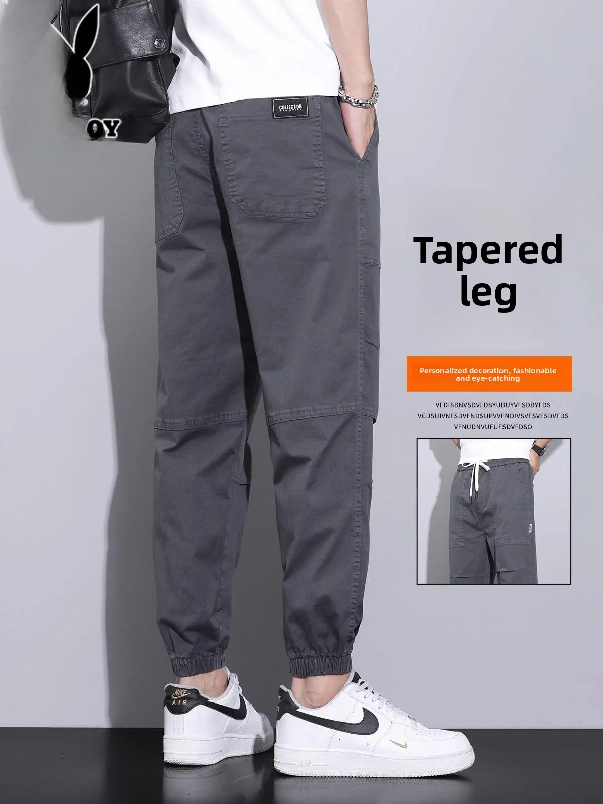 

Men's Casual Pants Summer Thin Sports Workwear Tapered Cuffed Lightweight Cotton Polyester Youth Faion Trousers