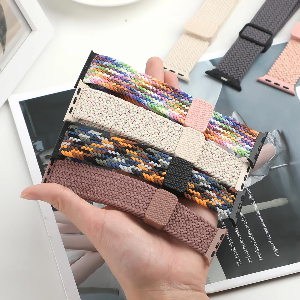 Apple Watch 밴드 용 땋은 스트랩 40mm 44mm 45mm 41mm 49mm 38mm Smartwatch 마그네틱 팔찌 iWatch 시리즈 10 se 7 8 9 Ultra 2