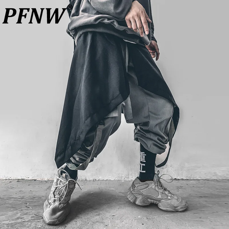 PFNW China-Chic High Street Darkness Irregular Waist Skirt For Men Multi Level Waist Decoration Trouser Skirt Silhouette 12C1129