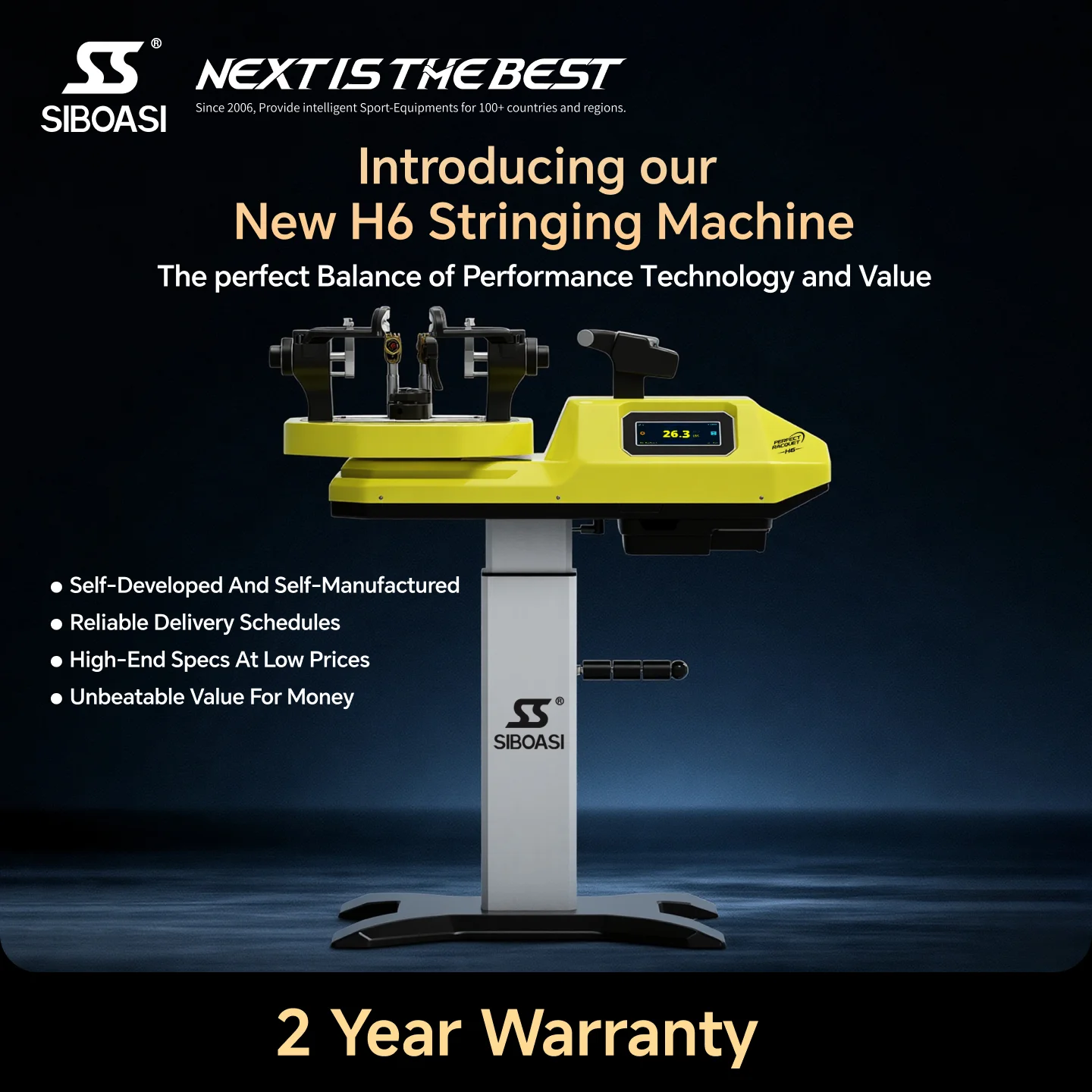 Siboasi H6 Racket String Machine for Badminton ABS Iron Steel Construction Guangdong Factory Direct Sale