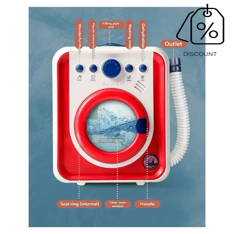 AS96-Mainan Mesin Cuci Anak-anak Mini Simulasi Furnitur Mesin Cuci Musik Ringan Berpura-pura Bermain Hadiah Musik dengan Lampu Ulang Tahun G