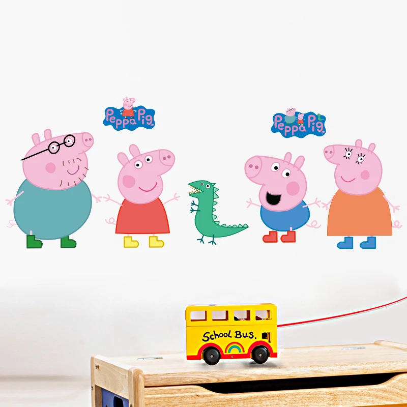 Cartoon Peppa Pig Wall Stickers For Kids Room Living Room Bedroom Kindergarten Wall Decoration Anime Poster Stickers view 5