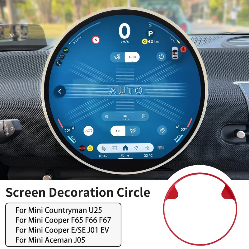 For Mini Cooper U25 F65 F66 J01 J05 Countryman Car Central Control Screen Decoration Ring ABS Navigation Screen Car Accessories