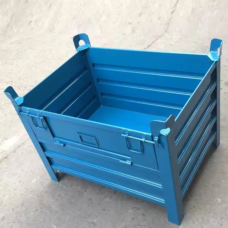 Heavy‑Duty Steel Turnover Box, Stackable Metal Material Bin for Workshop Iron Scrap Parts Warehouse Storage Container