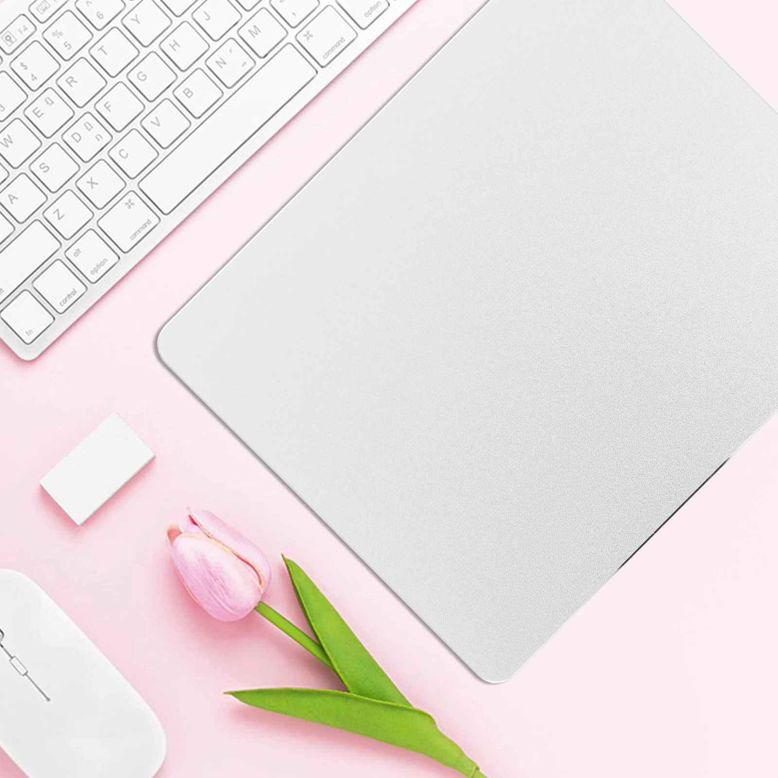 

Desk Mat Aluminum Alloy Mouse Pad Double Side Mousepad Wireless Pads Square Silver Office