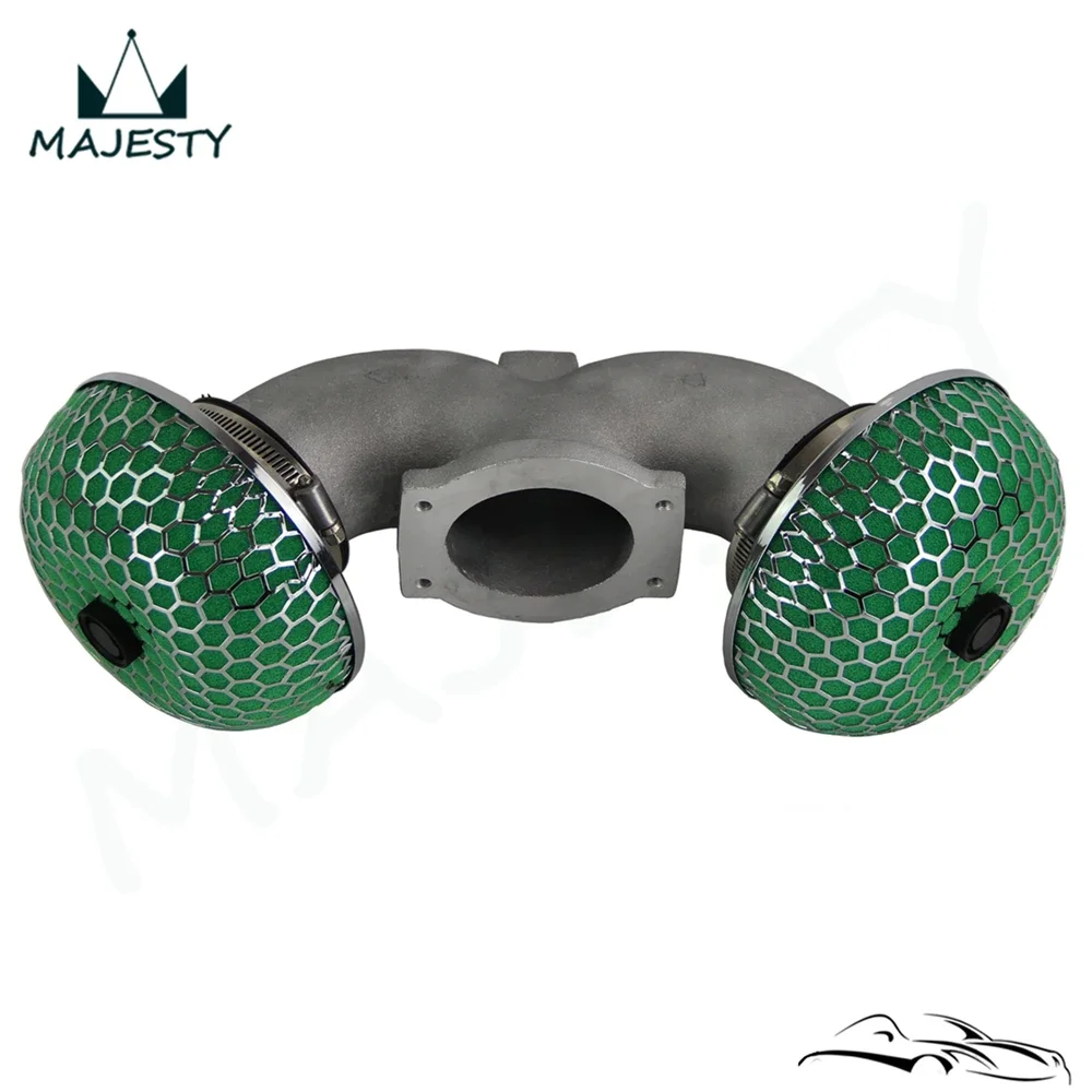 Twin Turbo Air Induction Intake Green / Red Mushroom Filter Fit 90-96 Nissan 300zx