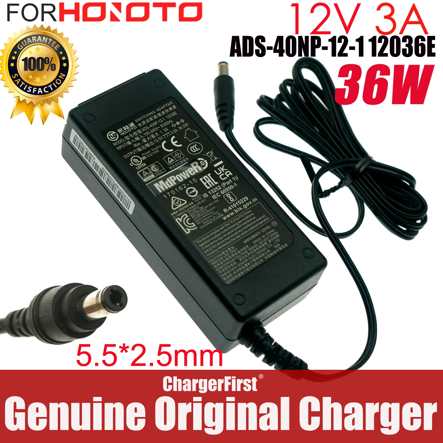 12V 3A 36W 5.5x2.5mm ADS-45NP-12-1 12036G ADS-40NP-12-1 12036E Power Supply AC Adapter For Philips AOC Display Charger