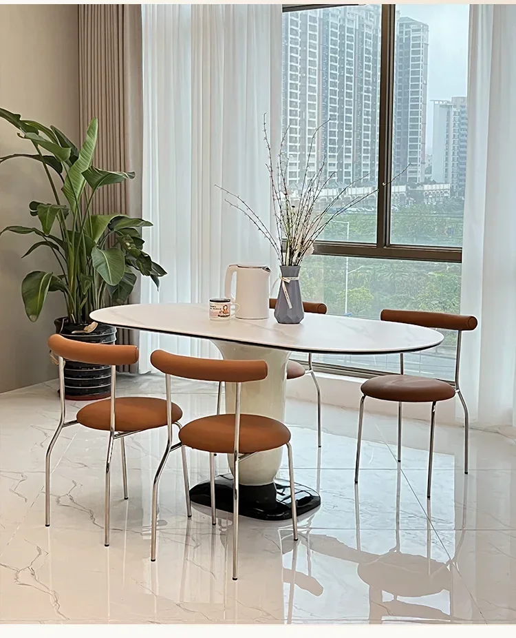 

lxSlate обеденный стол дизайнерский элитный краска современный простой овальный домашний обеденный стол