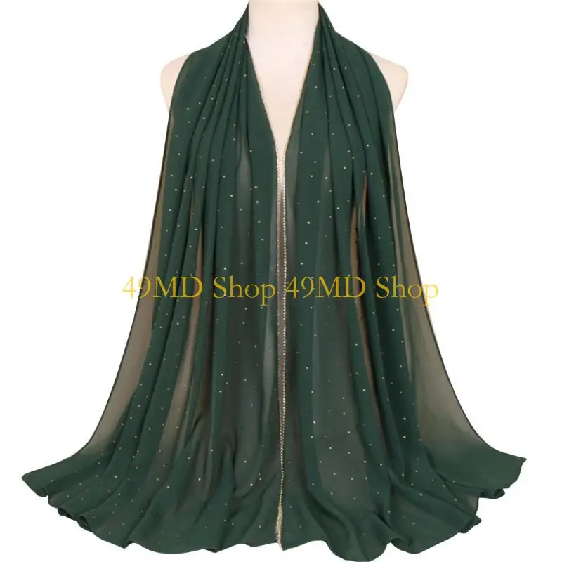 49MD Color Head Scarf Muslims Hijab Womens Long Head Wrap 66.14x25.98 Inch Large Shawl for Evening