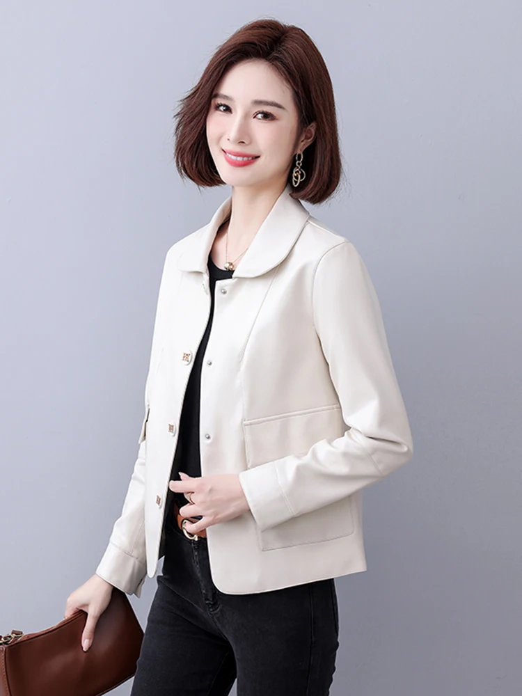 Manteau en cuir véritable Sle Haifeng pour femme, coupe ajustée, tendance, pour le travail, long, en cuir de vachette, nouvelle collection printemps-automne