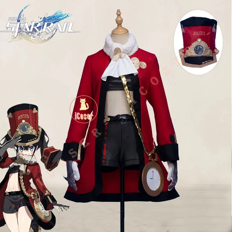 

Pom-Pom Cosplay Costume Honkai Star Rail Game Dress Uniform Hat Conductor of The Astral Express Halloween Party for Women Girls