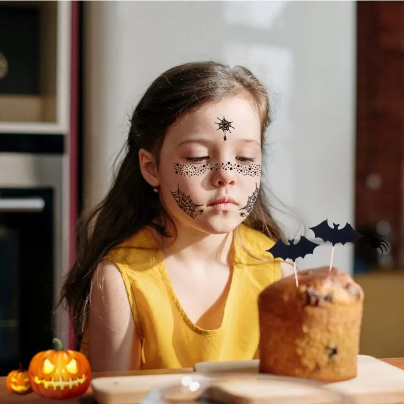 Halloween Easter Spider Web Fake Tattoo Stickers Face Body Art Temporary Waterproof Party Supplies for All Ages view 5