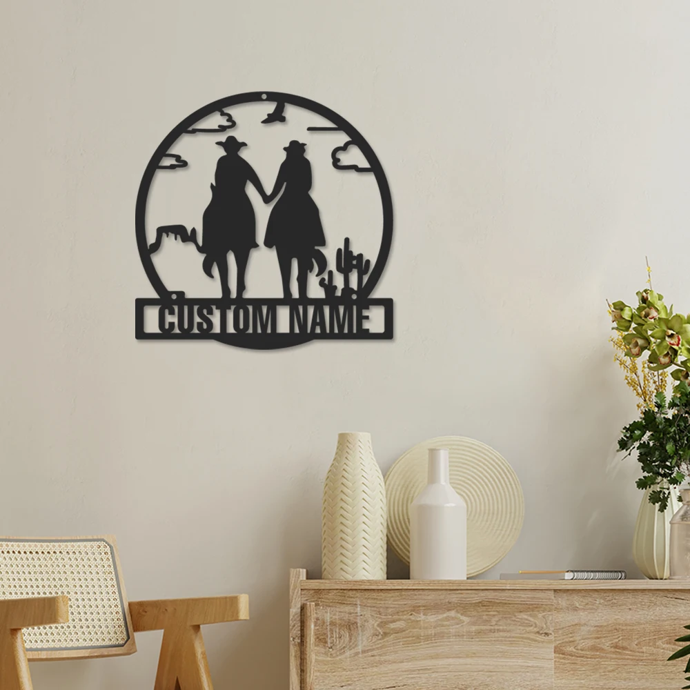 

1pc cool cow boy Customized Name Metal Wall Signs Iron Wall Plaque For Living Room Kids Room