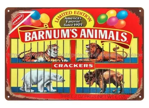 garage makeover restaurant pub Barnum's Animals Crackers metal tin sign