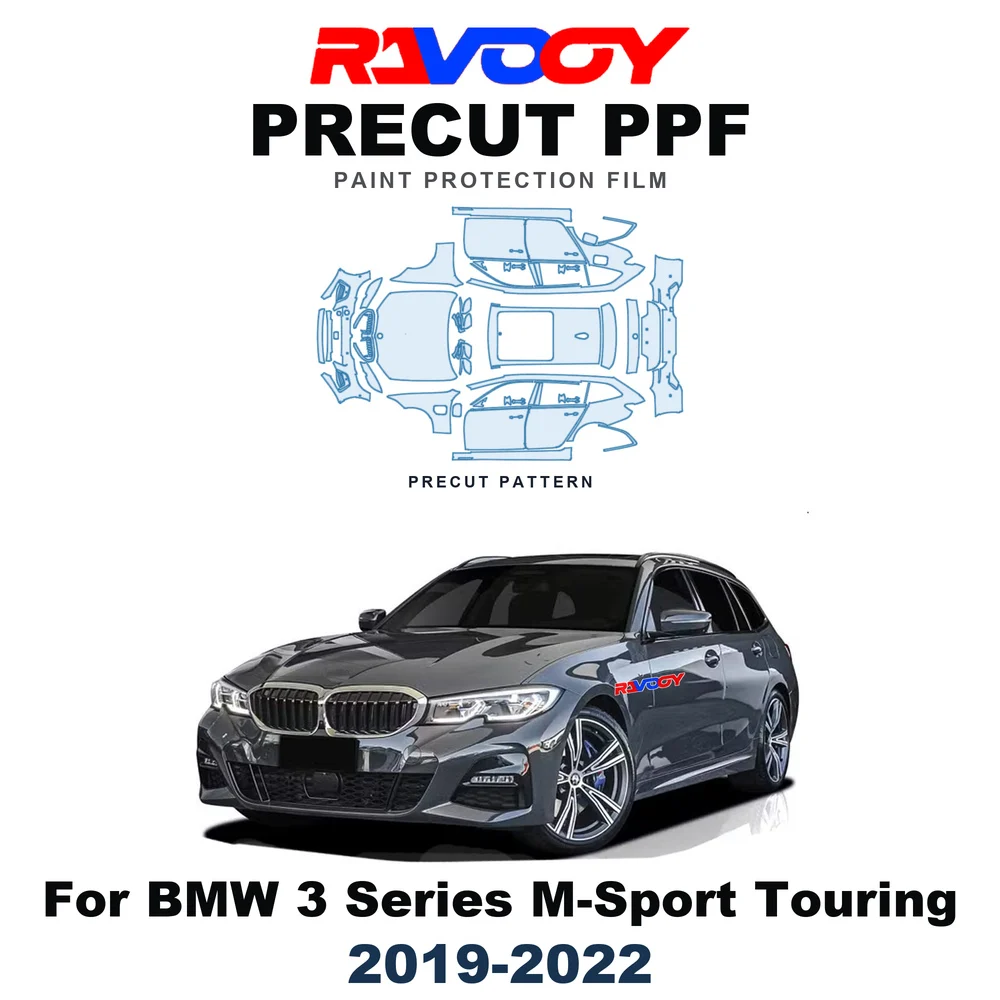 Precut PPF For BMW 3 Series M-Sport Touring 2019-2022 8.5mil TPU Paint Protection Film Hood Bonnet Bumper Headlight Self-Healing